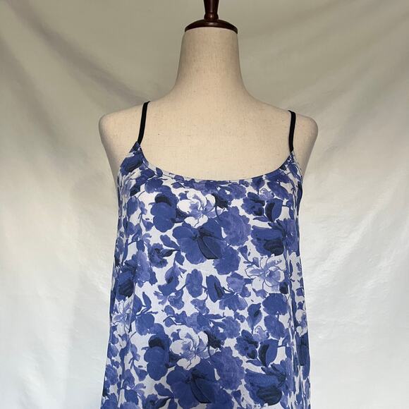 Topshop Floral Hi-Low Slip Dress Sz 6 Blue Boho Chic Y2K Coastal Racerback Beach - Picture 2 of 13